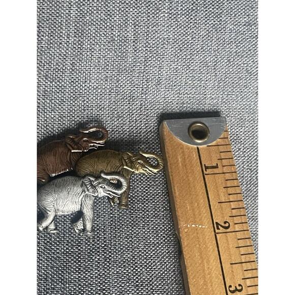 Elegant Elephant Brooch Set - Silver, Gold, Brown - Picture 3 of 4